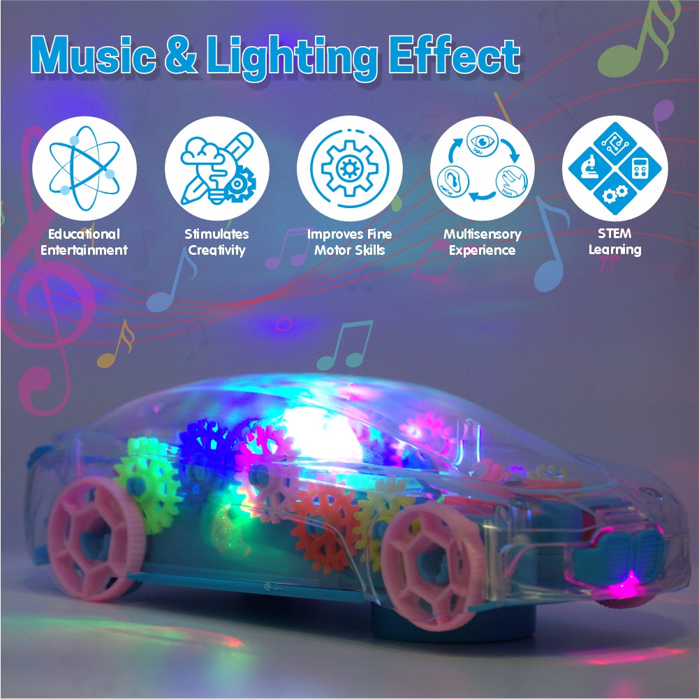 Transparent 3D Gear Car for Kids