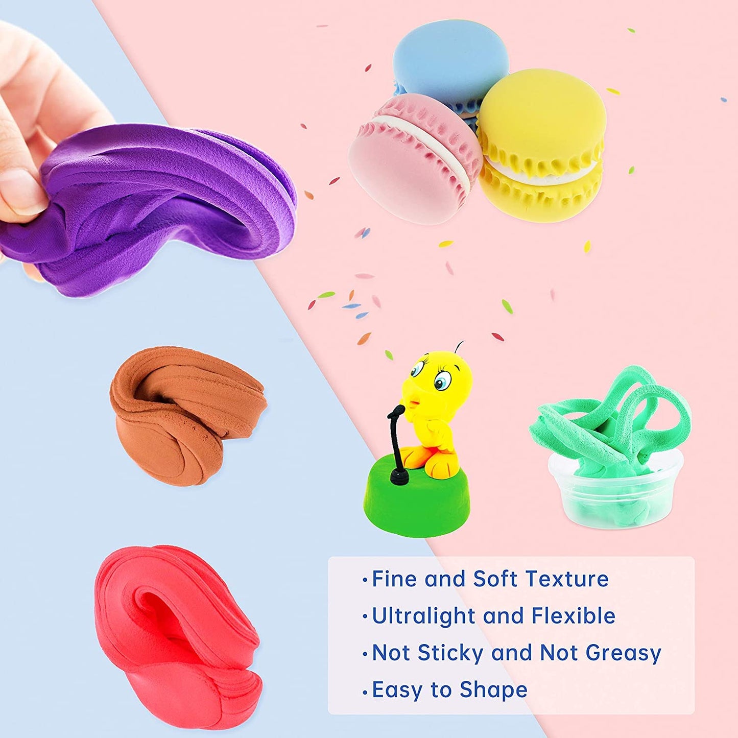 Clay Dough Creation with 6 Colourful Clay & Sculpting Figures (100gm X 5pcs)