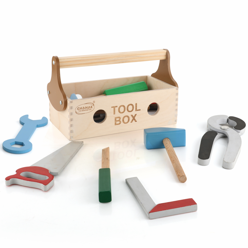 Portable Construction Wooden Tool Box for Kids