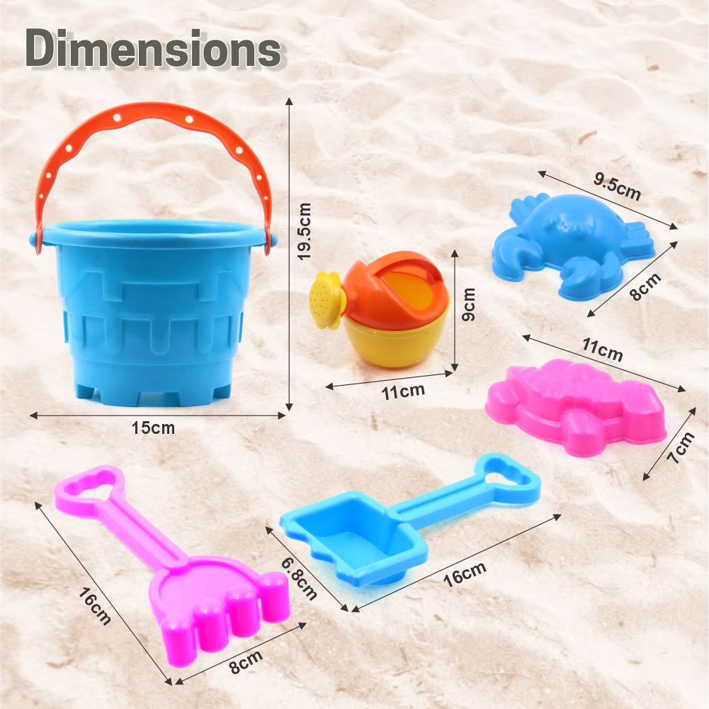 6 Piece Plastic Sand Game Beach Toy Set (Multicolour)