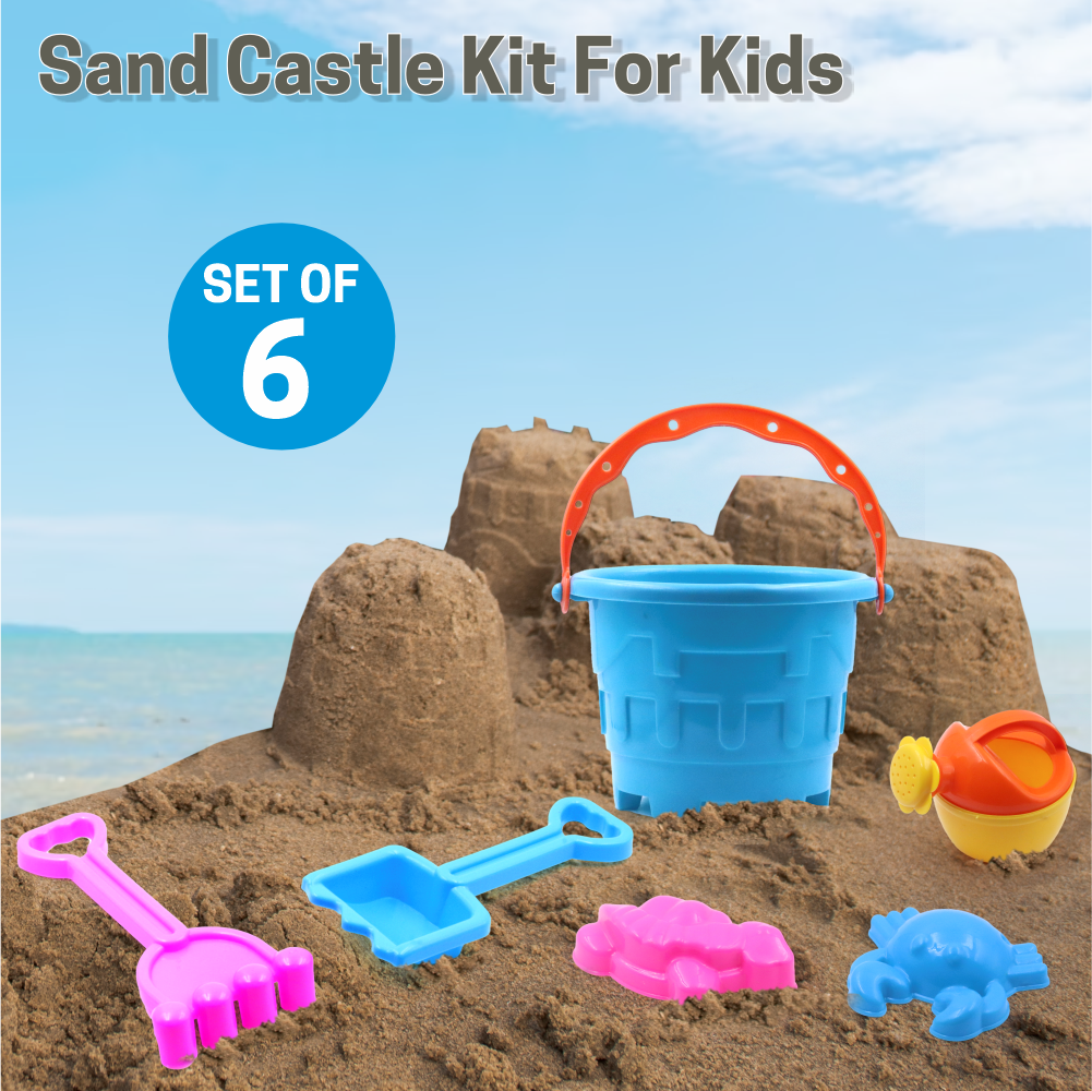 6 Piece Plastic Sand Game Beach Toy Set (Multicolour)