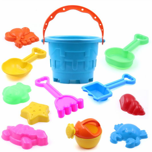 12 Piece Plastic Sand Game Beach Toy Set (Multicolour)