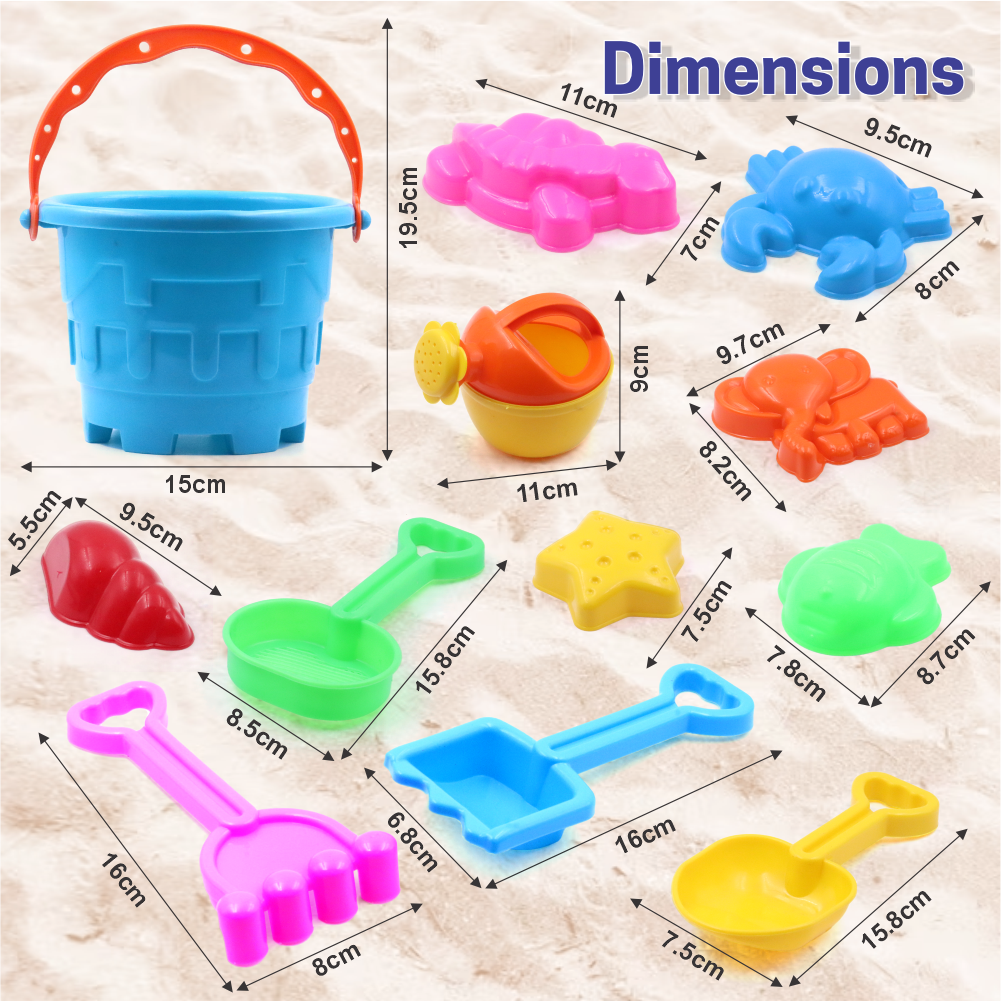 12 Piece Plastic Sand Game Beach Toy Set (Multicolour)