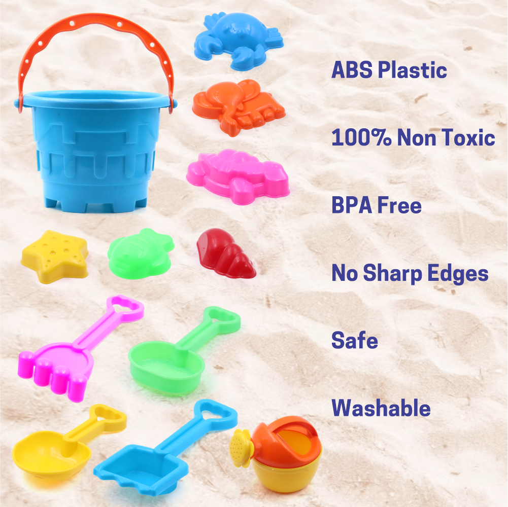 12 Piece Plastic Sand Game Beach Toy Set (Multicolour)