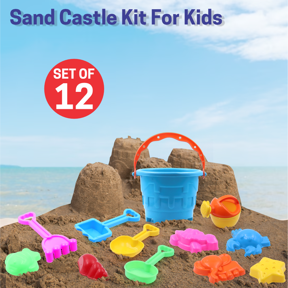 12 Piece Plastic Sand Game Beach Toy Set (Multicolour)