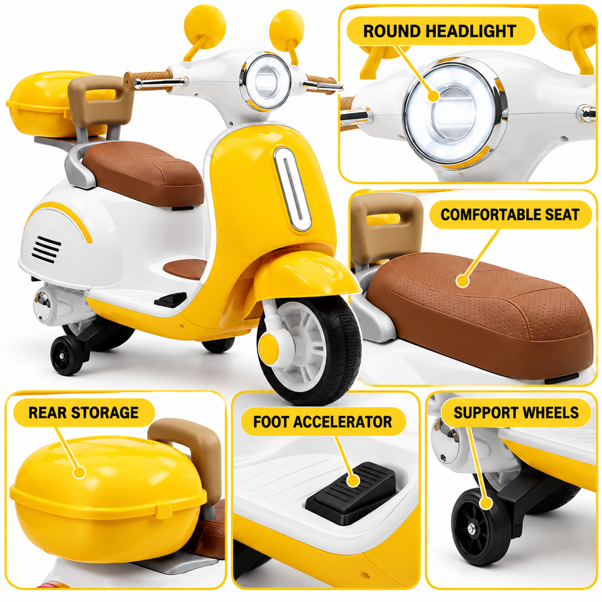 Kids Retro Electric Ride-On Scooter Model 619