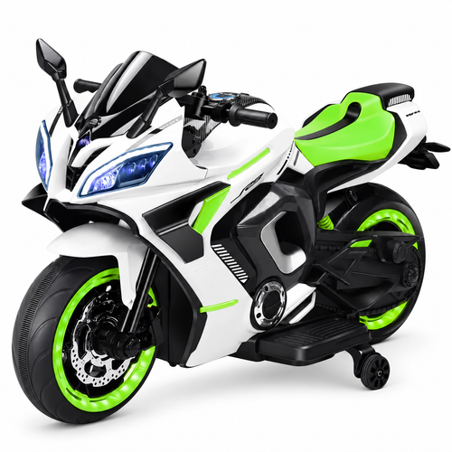 Kids Sporty Electric Ride-On Bike with Training Wheels