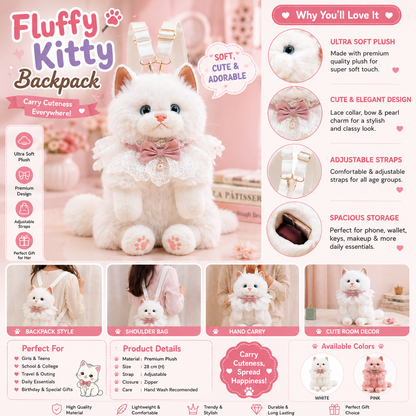 PurrBelle™ Luxury Plush Kitty Backpack 🎀