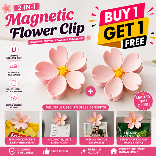 🌸 BloomSeal™ 2-in-1 Magnetic Cherry Blossom Clip | Fridge Note Holder & Snack Bag Sealer | Strong Magnetic Grip | Decorative Kitchen Organizer | Buy 1 Get 1 FREE