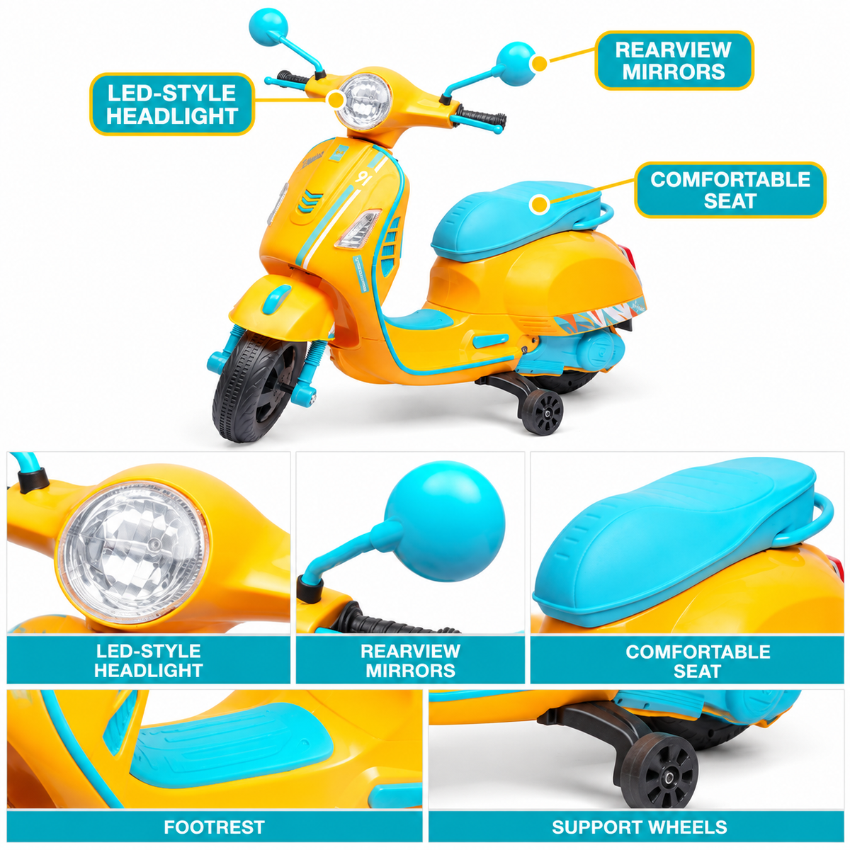 Vespa Kids Battery Operated Self Driven RideOn Scooter