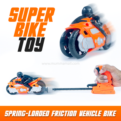 Super Bike Toy - Spring-Loaded Friction Vehicle Bike Ages 3+ Motorcycle Launcher | Vibrant Color