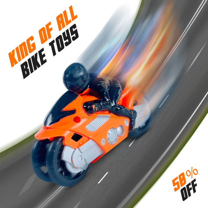Super Bike Toy - Spring-Loaded Friction Vehicle Bike Ages 3+ Motorcycle Launcher | Vibrant Color