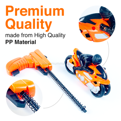 Super Bike Toy - Spring-Loaded Friction Vehicle Bike Ages 3+ Motorcycle Launcher | Vibrant Color