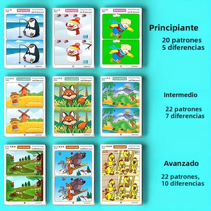 Large Size Spot the Difference Concentration Training Cards for Kids – Observation & Brain Development Activity Game