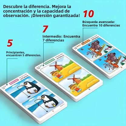 Large Size Spot the Difference Concentration Training Cards for Kids – Observation & Brain Development Activity Game