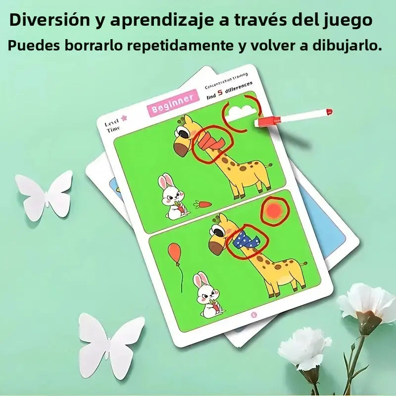 Large Size Spot the Difference Concentration Training Cards for Kids – Observation & Brain Development Activity Game