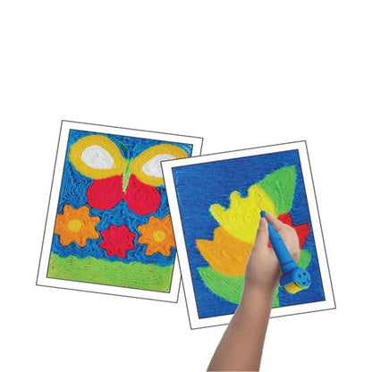 Woolcro Creative Wool Art Kit for Kids – DIY Screen-Free Craft Set with 10 Fun Designs, 6 Color Wool Spools, Wool Pen & Velcro Sheets (Age 5+)