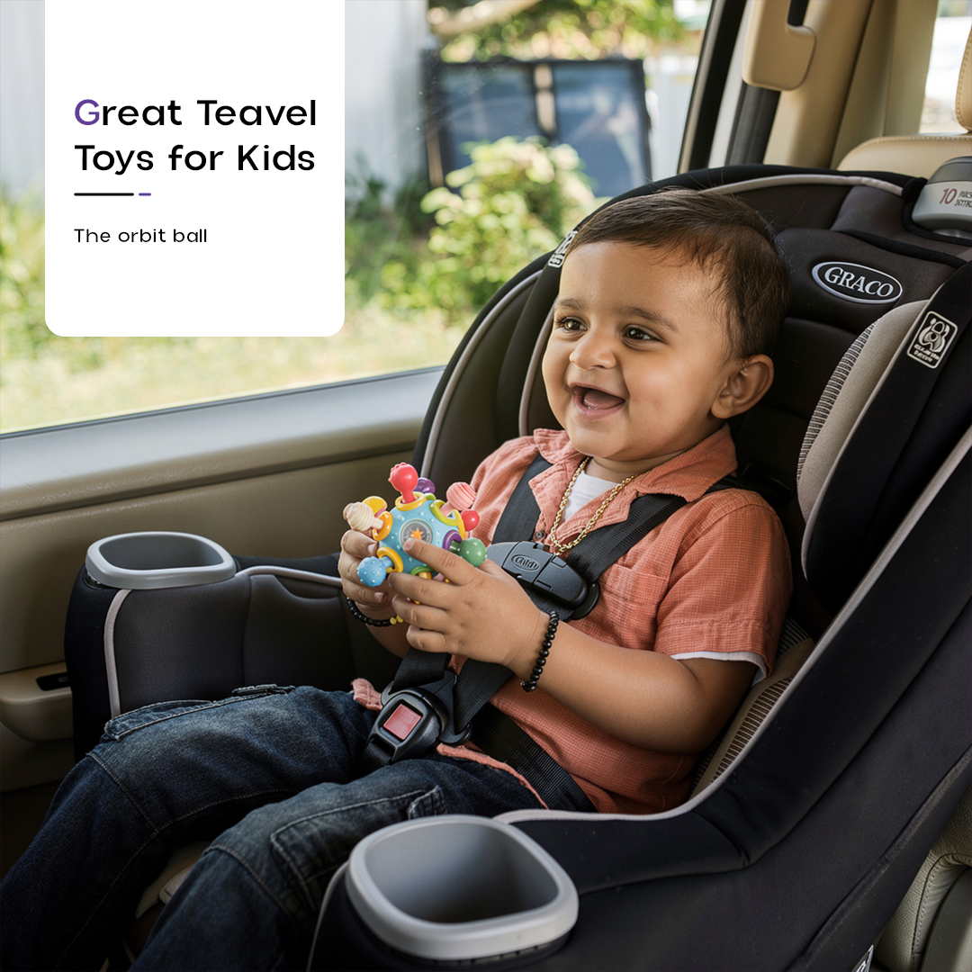 Orbit ball - Sensory Teether & Rattle Toy for Babies | Soft Silicone Baby Teether for 3–12 Months | Montessori Teething Toy | BPA-Free Infant Chewing Toy