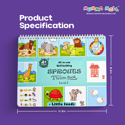SPROUTS™ Montessori Busy Book with Velcro Activities – Early Learning Skills Workbook (Level-1)