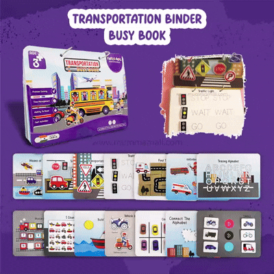 Transportation Busy Book (Ages 3+) – Interactive activity book with vehicles to boost motor & cognitive skills