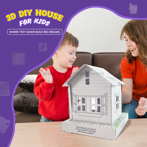 3D DIY Color & Build House Kit – Screen-Free Craft Activity for Kids (Ages 4+)
