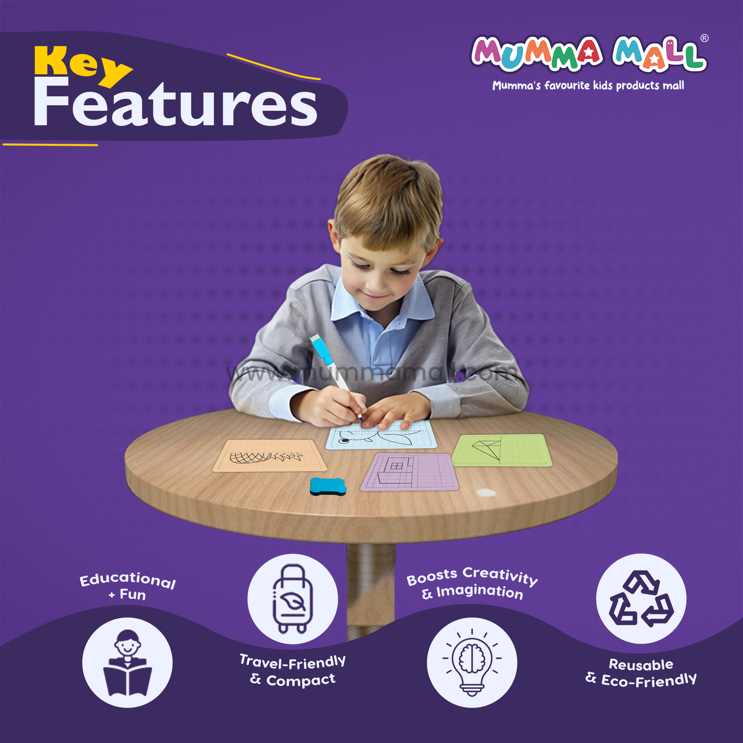 Grid Drawing Practice Sheets for Kids – Step-by-Step Copy-the-Picture Activity by Mumma Mall | Screen-Free Fun to Boost Focus & Hand-Eye Coordination