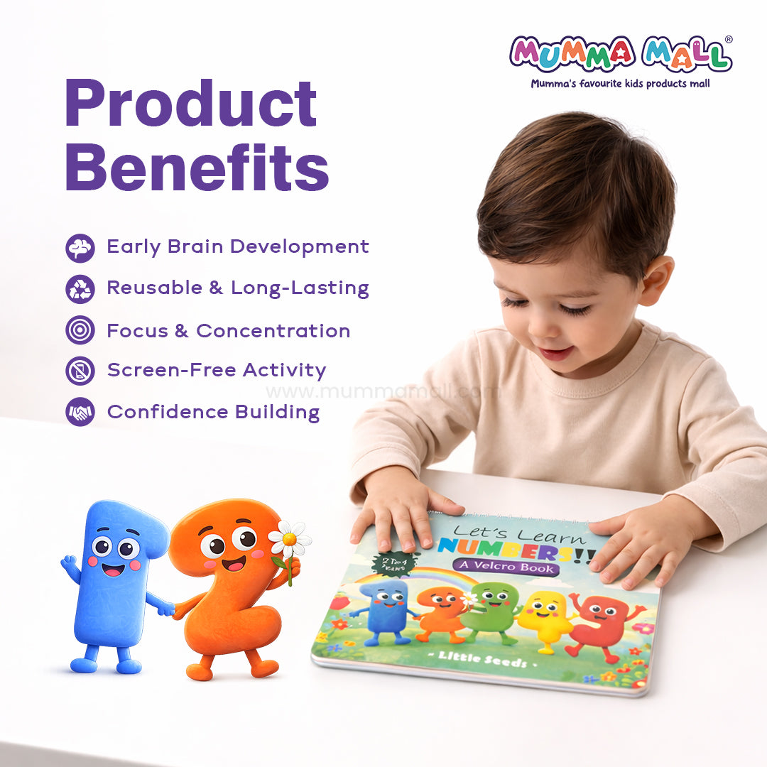 Early Math Starter Velcro Book™ – Reusable Numbers & Counting Interactive Activity Book (Ages 2–4) | Peel, Stick & Match | Builds Number Sense, Focus & Hand-Eye Coordination