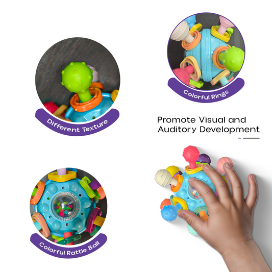 Orbit ball - Sensory Teether & Rattle Toy for Babies | Soft Silicone Baby Teether for 3–12 Months | Montessori Teething Toy | BPA-Free Infant Chewing Toy