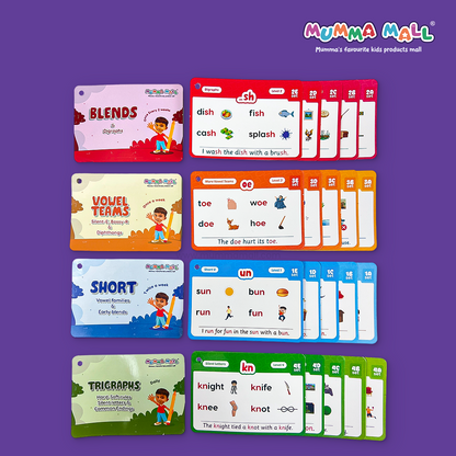 Spell Steps Phonics Flash Cards for Kids (3+ Years) 65 cards, 118 groups | 4 Levels Learning Set