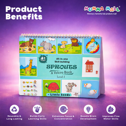 SPROUTS™ Montessori Busy Book with Velcro Activities – Early Learning Skills Workbook (Level-1)