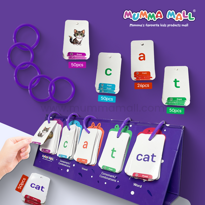Parent and child playing a sight words flash card game together