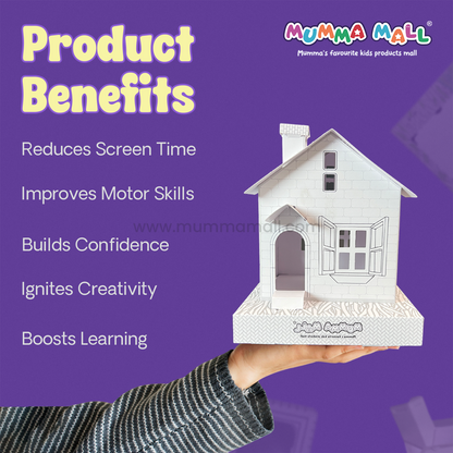 3D DIY Color & Build House Kit – Screen-Free Craft Activity for Kids (Ages 4+)