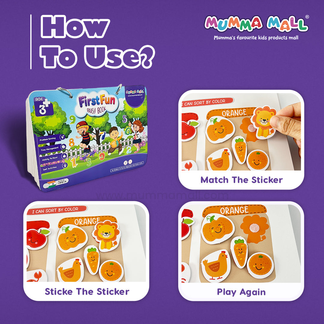 First Fun Busy Book – Screen-Free Educational Activity Book for Kids Age 2–5 | Develop Focus, Problem-Solving & Early Learning Skills