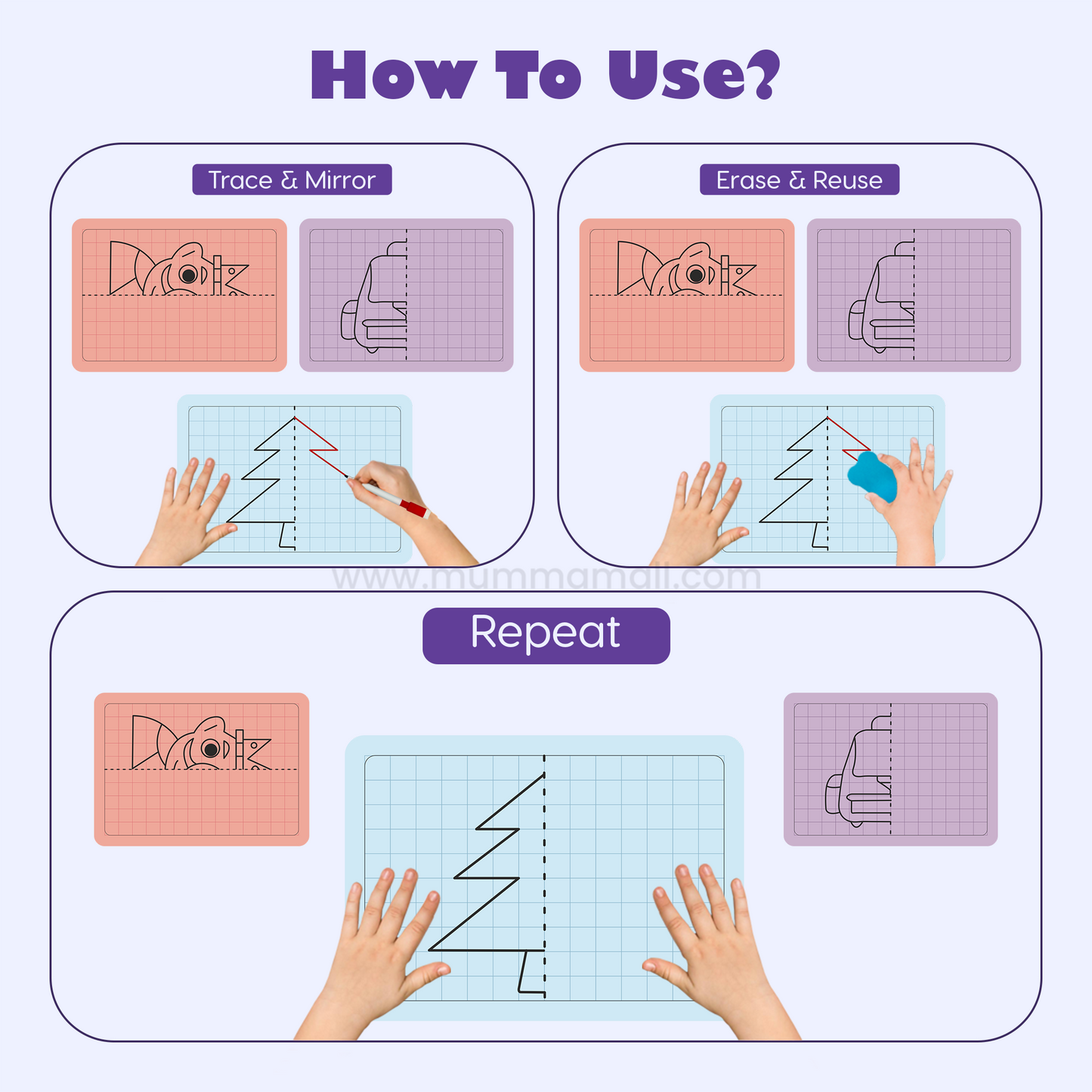 Grid Drawing Practice Sheets for Kids – Step-by-Step Copy-the-Picture Activity by Mumma Mall | Screen-Free Fun to Boost Focus & Hand-Eye Coordination