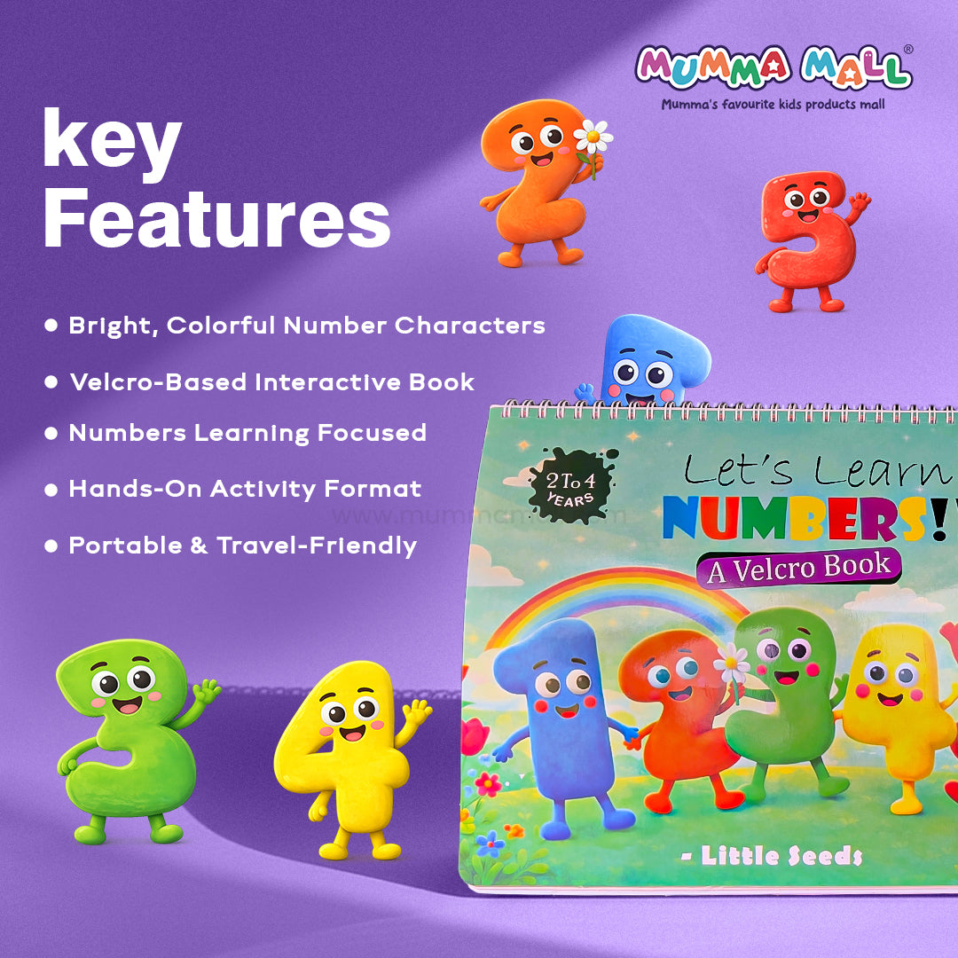 Early Math Starter Velcro Book™ – Reusable Numbers & Counting Interactive Activity Book (Ages 2–4) | Peel, Stick & Match | Builds Number Sense, Focus & Hand-Eye Coordination