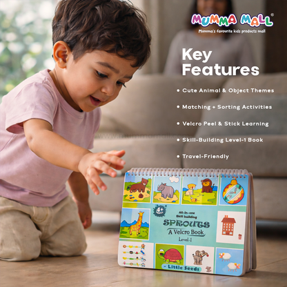 SPROUTS™ Montessori Busy Book with Velcro Activities – Early Learning Skills Workbook (Level-1)