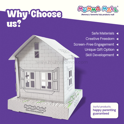 3D DIY Color & Build House Kit – Screen-Free Craft Activity for Kids (Ages 4+)
