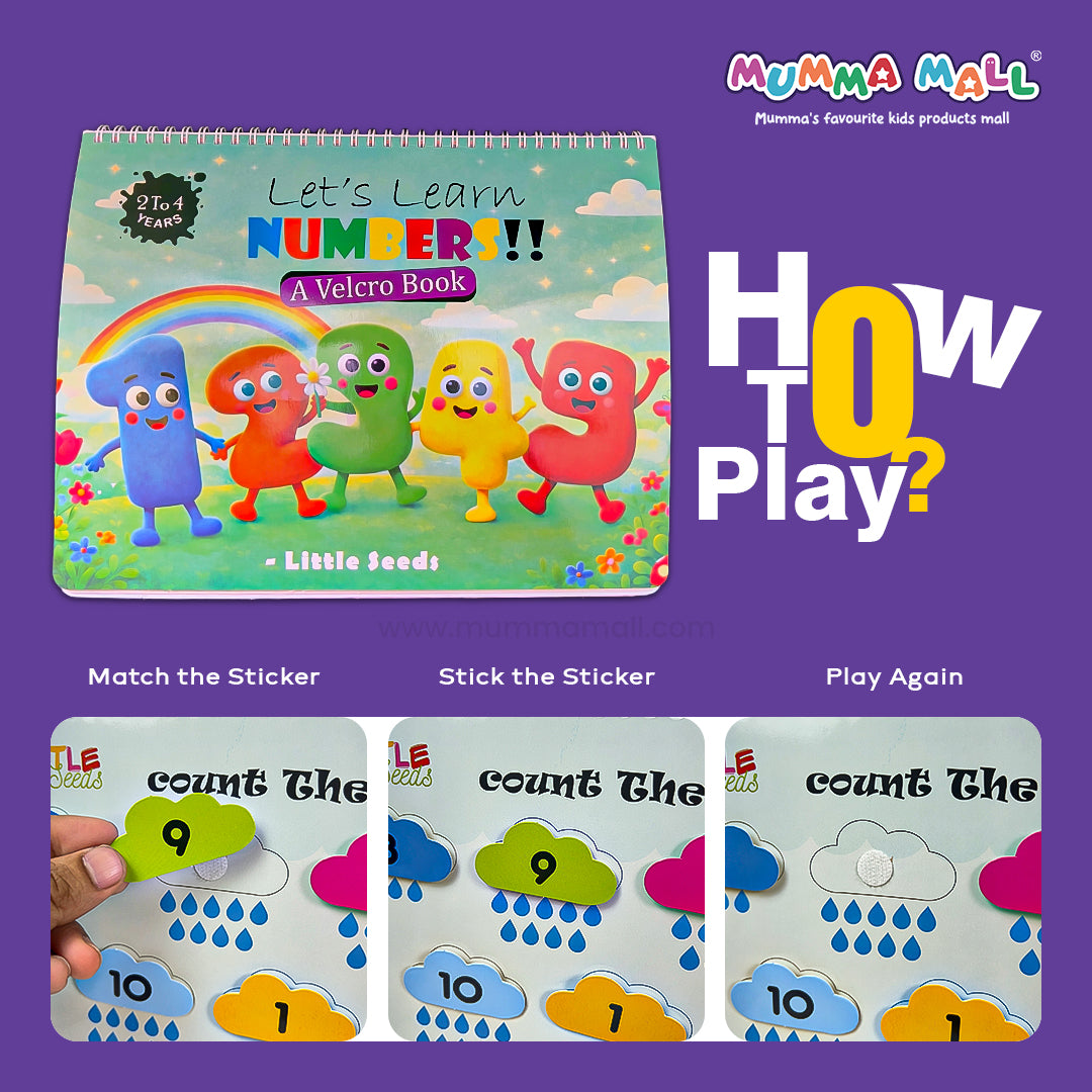 Early Math Starter Velcro Book™ – Reusable Numbers & Counting Interactive Activity Book (Ages 2–4) | Peel, Stick & Match | Builds Number Sense, Focus & Hand-Eye Coordination