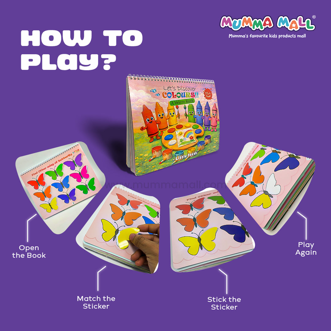 Colours Sorting & Matching Velcro Learning Book for Kids (Ages 2–4) with Reusable Peel-and-Stick Activities