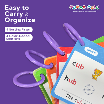 Spell Steps Phonics Flash Cards for Kids (3+ Years) 65 cards, 118 groups | 4 Levels Learning Set