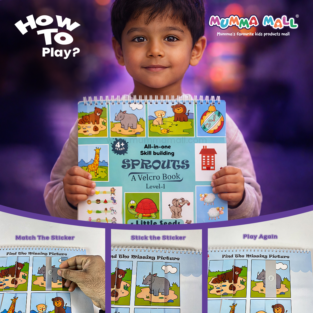 SPROUTS™ Montessori Busy Book with Velcro Activities – Early Learning Skills Workbook (Level-1)