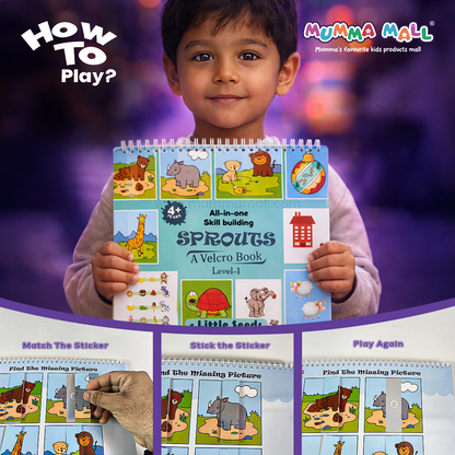 SPROUTS™ Montessori Busy Book with Velcro Activities – Early Learning Skills Workbook (Level-1)