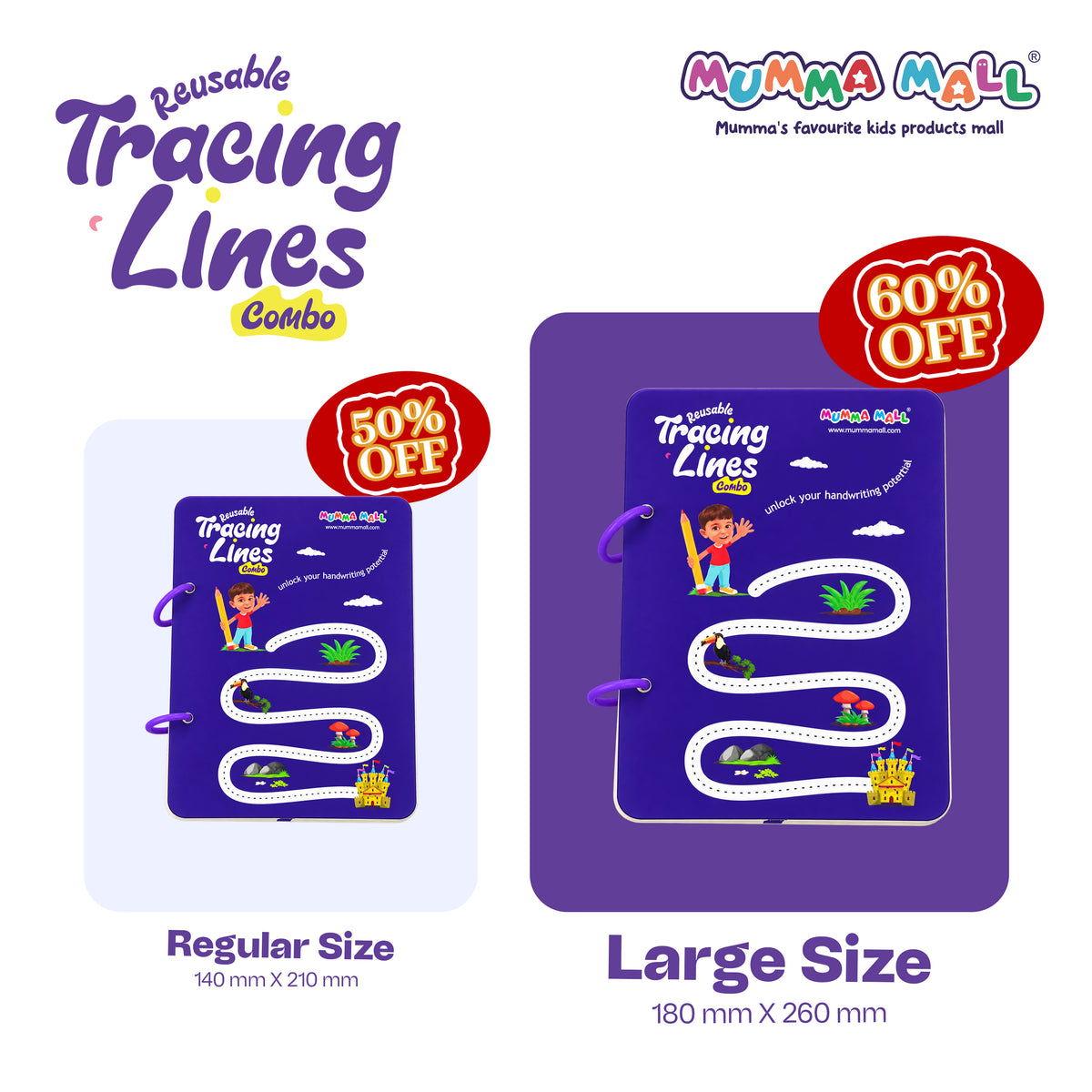 68 Pages Reusable Tracing Line book to improve HAND WRITING For kids + (FREE Learning 2000+ pages PDF worksheet for kids📚 )