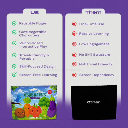 VeggieBuddy™ Reusable Velcro Activity Book – Hands-On Preschool Learning
