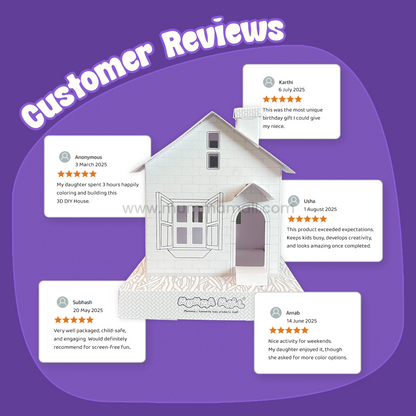 3D DIY Color & Build House Kit – Screen-Free Craft Activity for Kids (Ages 4+)