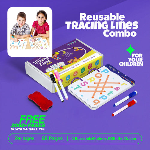 68 Pages Reusable Tracing Line book to improve HAND WRITING For kids + (FREE Learning 2000+ pages PDF worksheet for kids📚 )