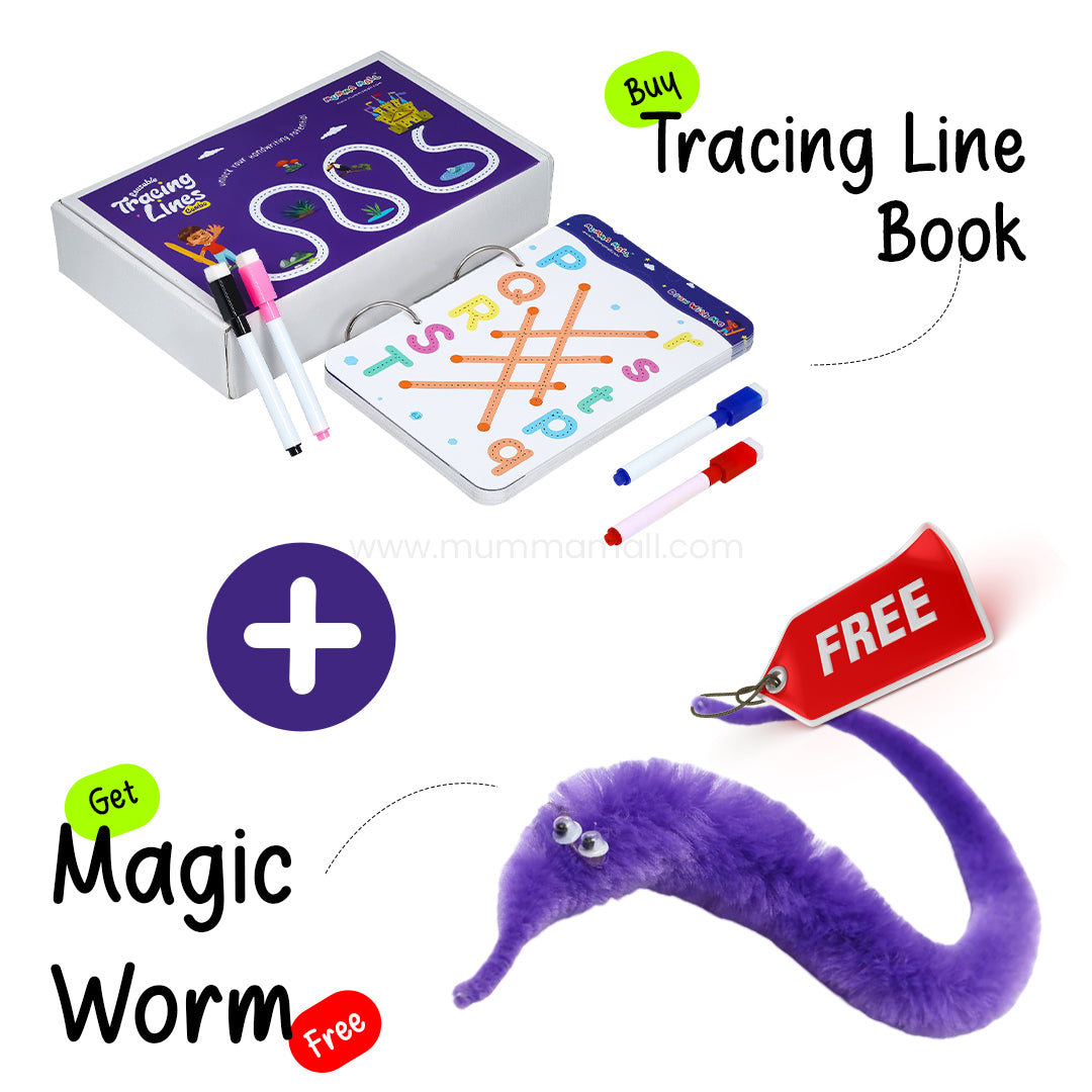 Mumma Mall - Reusable Tracing Book With 64 Pages + FREE 1 Magic Warm + FREE Learning 2000+ pages PDF worksheet for kids📚