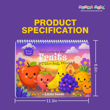 Fruits Puzzle and Matching Book for Kids with Velcro Activities, Sorting Tasks, Maze Games and Reusable Learning Pages