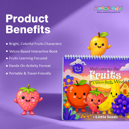 Fruits Puzzle and Matching Book for Kids with Velcro Activities, Sorting Tasks, Maze Games and Reusable Learning Pages