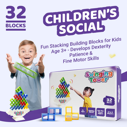 Swinging Tower Balance Game for Kids & Adults – Fun for Family, Travel & Parties